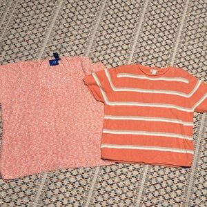 Christopher & Banks Coral and White Striped sweater JH size 1 beauty